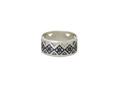 Широкое серебряное кольцо с геометрическим орнаментом «Причуда»